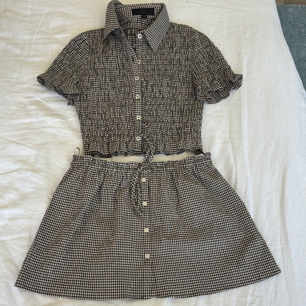 Zara Set Black and White Gingham